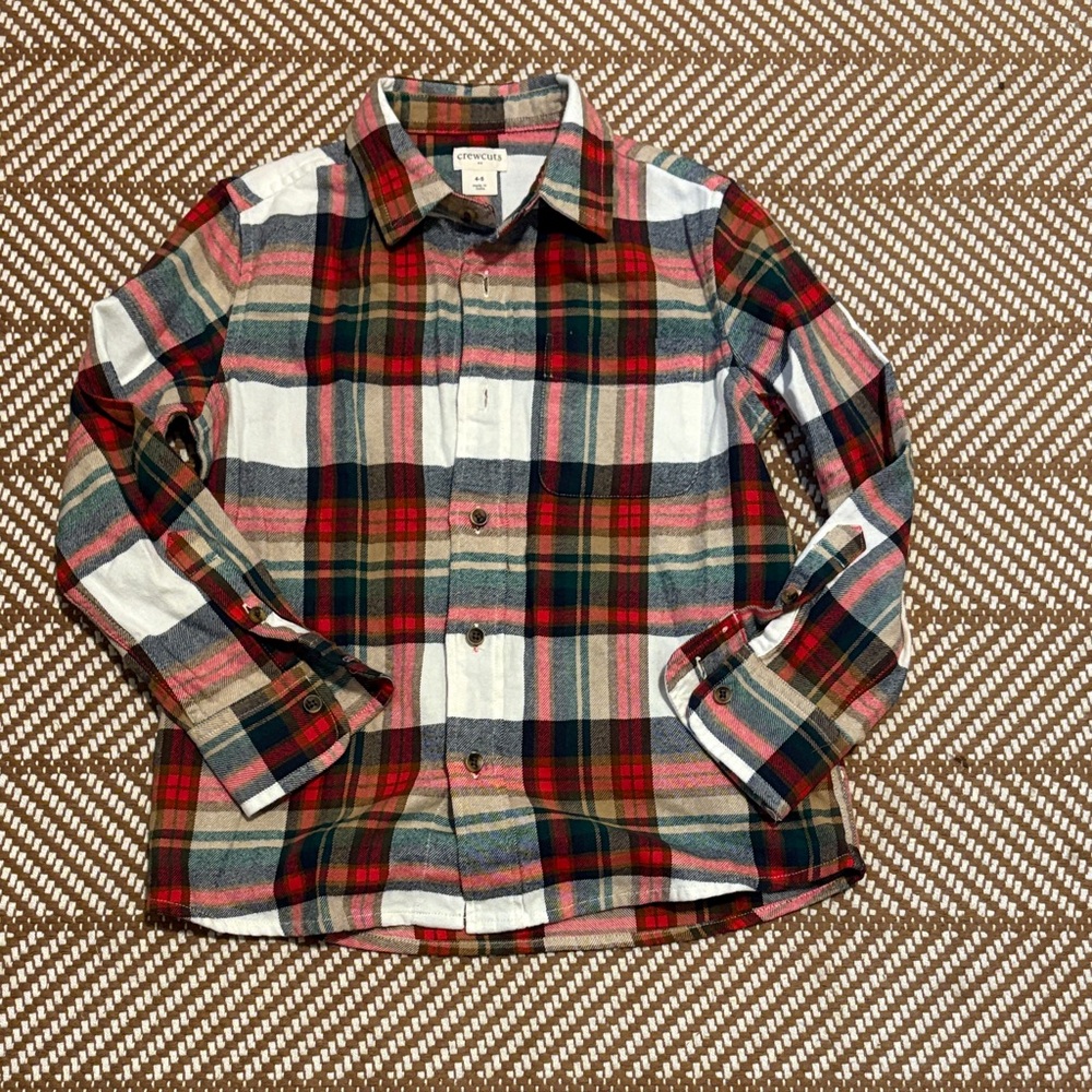 Crewcuts Red and Green Plaid Button Down Shirt